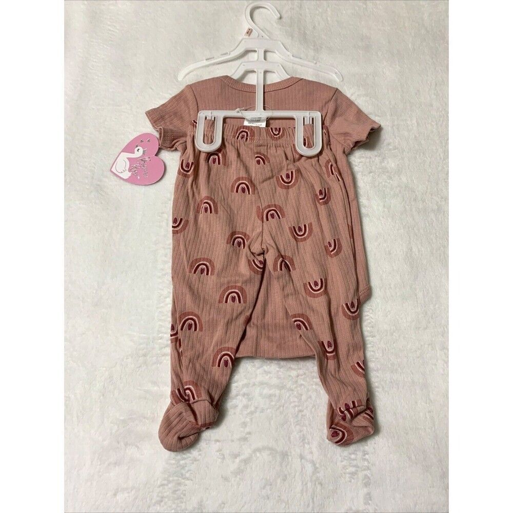 Duck Duck Goose Baby 2Pc Set 6-9M Princess Rose Rainbow Outfit